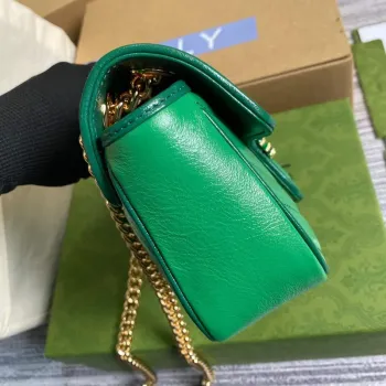 Gucci 446744 GG Marmont Mini Matelassé Shoulder Bag Green