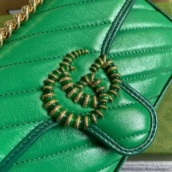 Gucci 446744 GG Marmont Mini Matelassé Shoulder Bag Green