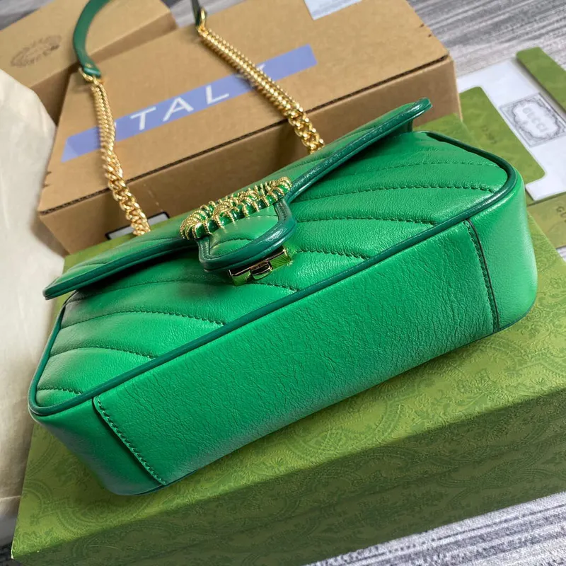 Gucci 446744 GG Marmont Mini Matelassé Shoulder Bag Green