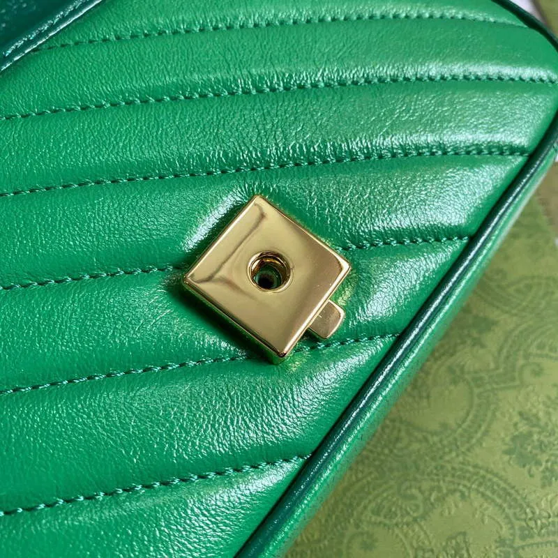 Gucci 446744 GG Marmont Mini Matelassé Shoulder Bag Green