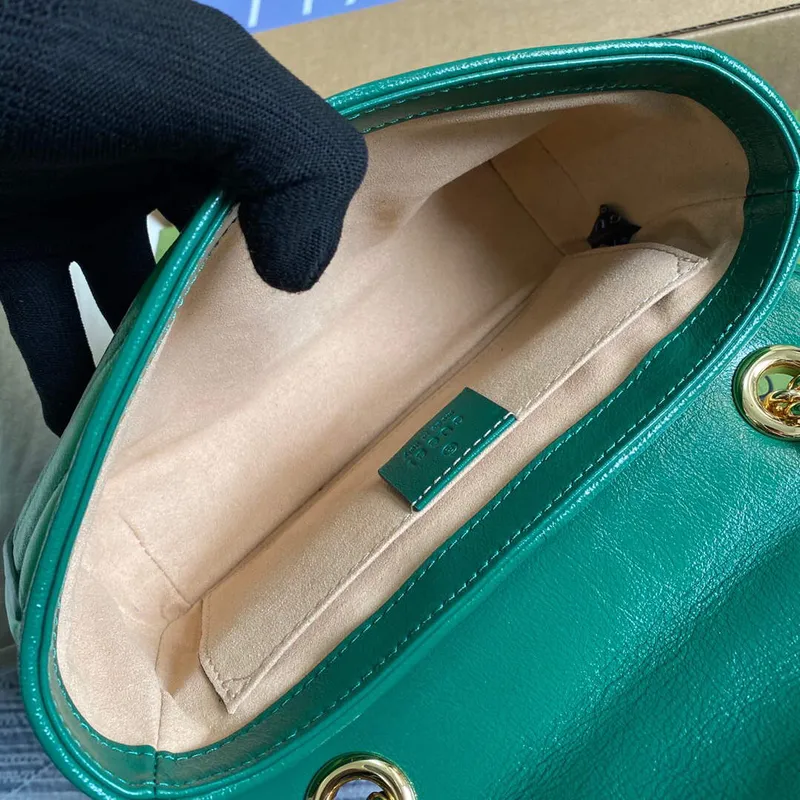 Gucci 446744 GG Marmont Mini Matelassé Shoulder Bag Green