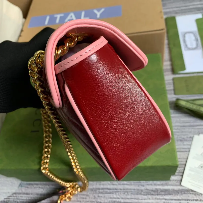 Gucci 446744 GG Marmont Mini Matelassé Shoulder Bag Dark Red