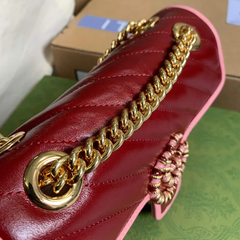 Gucci 446744 GG Marmont Mini Matelassé Shoulder Bag Dark Red