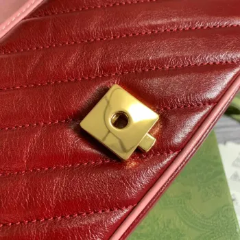 Gucci 446744 GG Marmont Mini Matelassé Shoulder Bag Dark Red