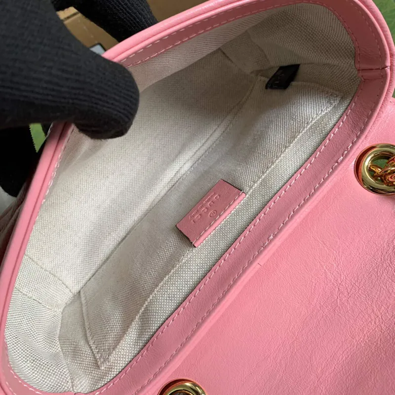 Gucci 446744 GG Marmont Mini Matelassé Shoulder Bag Dark Red