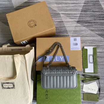 Gucci 446744 GG Marmont Mini Shoulder Bag Grey