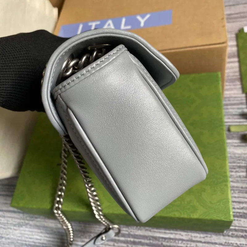 Gucci 446744 GG Marmont Mini Shoulder Bag Grey