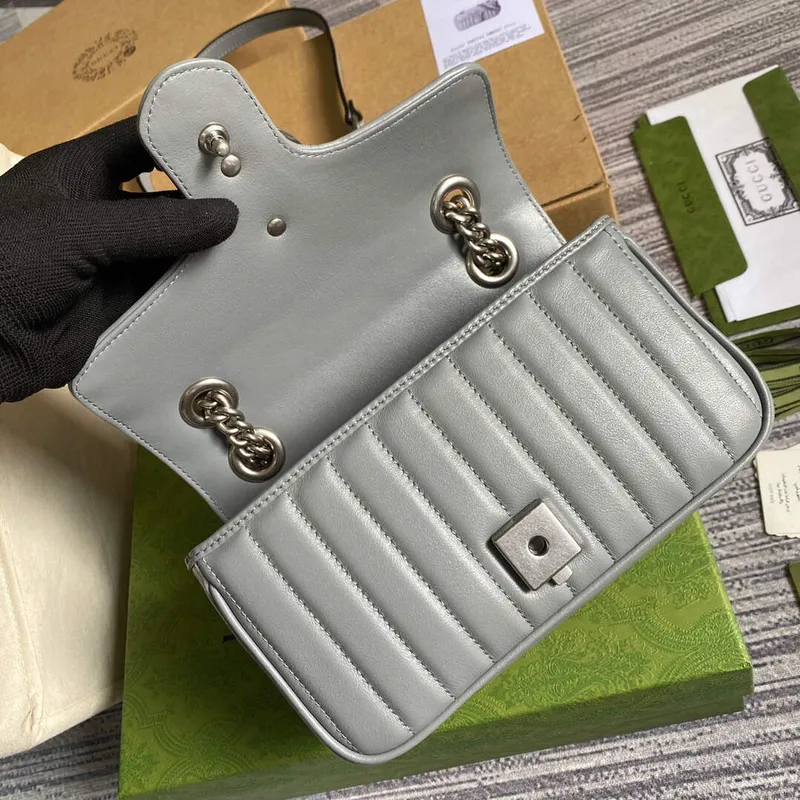 Gucci 446744 GG Marmont Mini Shoulder Bag Grey
