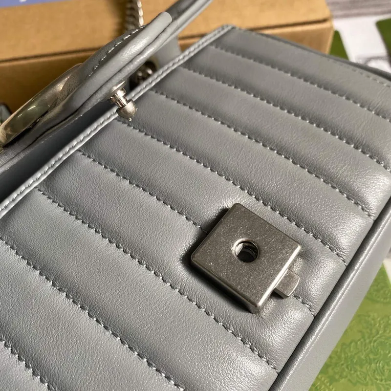 Gucci 446744 GG Marmont Mini Shoulder Bag Grey