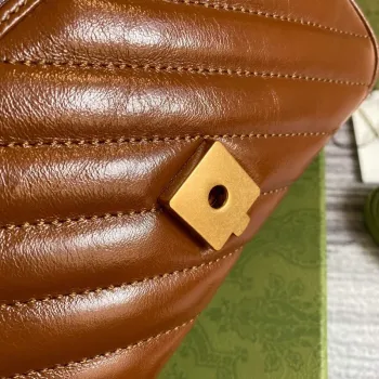 Gucci 446744 GG Marmont Mini Matelassé Shoulder Bag Brown