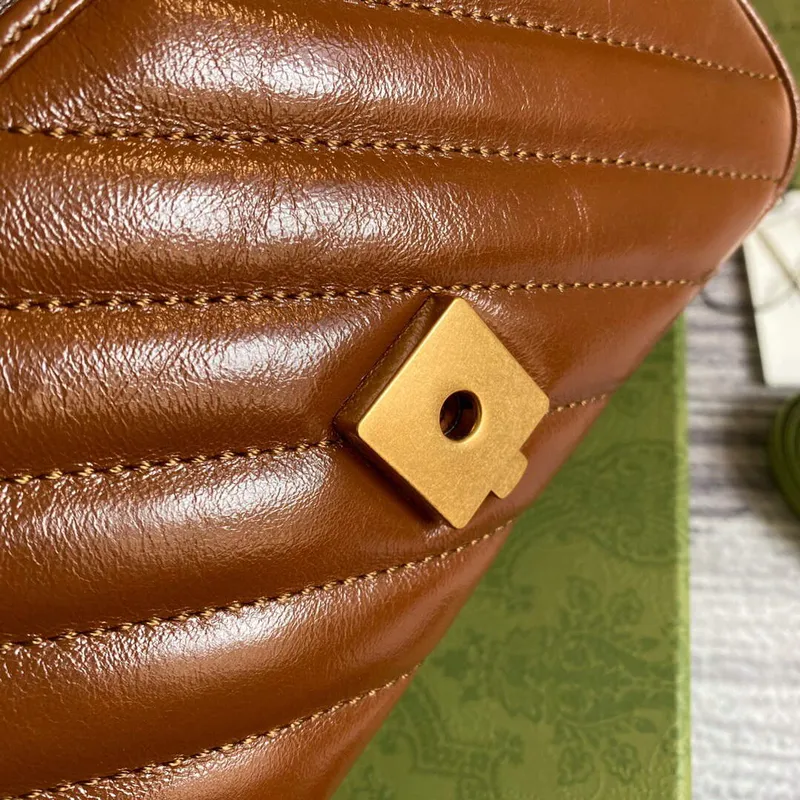 Gucci 446744 GG Marmont Mini Matelassé Shoulder Bag Brown