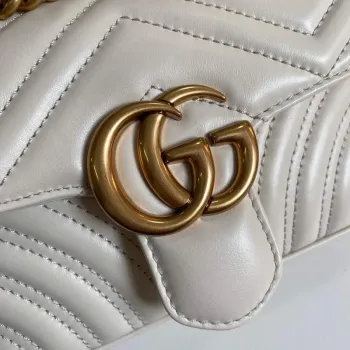 Gucci 446744 GG Marmont Matelassé Mini Bag White