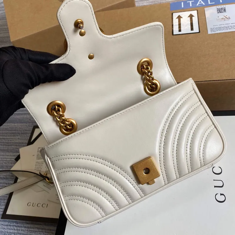 Gucci 446744 GG Marmont Matelassé Mini Bag White