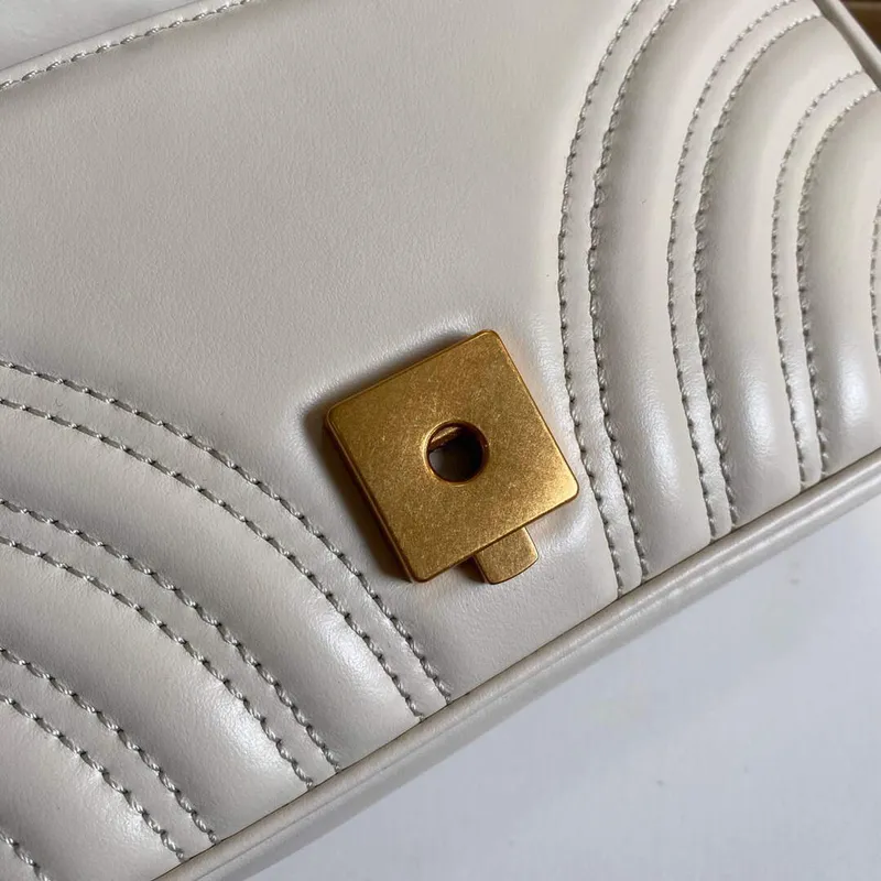 Gucci 446744 GG Marmont Matelassé Mini Bag White