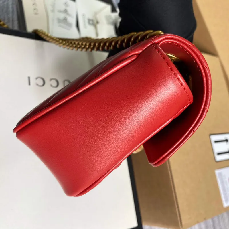 Gucci 446744 GG Marmont Matelassé Mini Bag Red