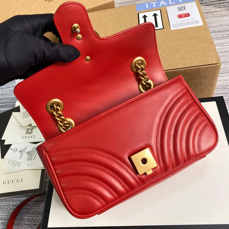 Gucci 446744 GG Marmont Matelassé Mini Bag Red