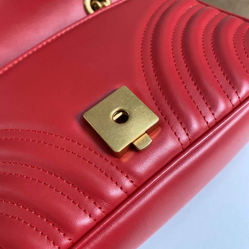 Gucci 446744 GG Marmont Matelassé Mini Bag Red