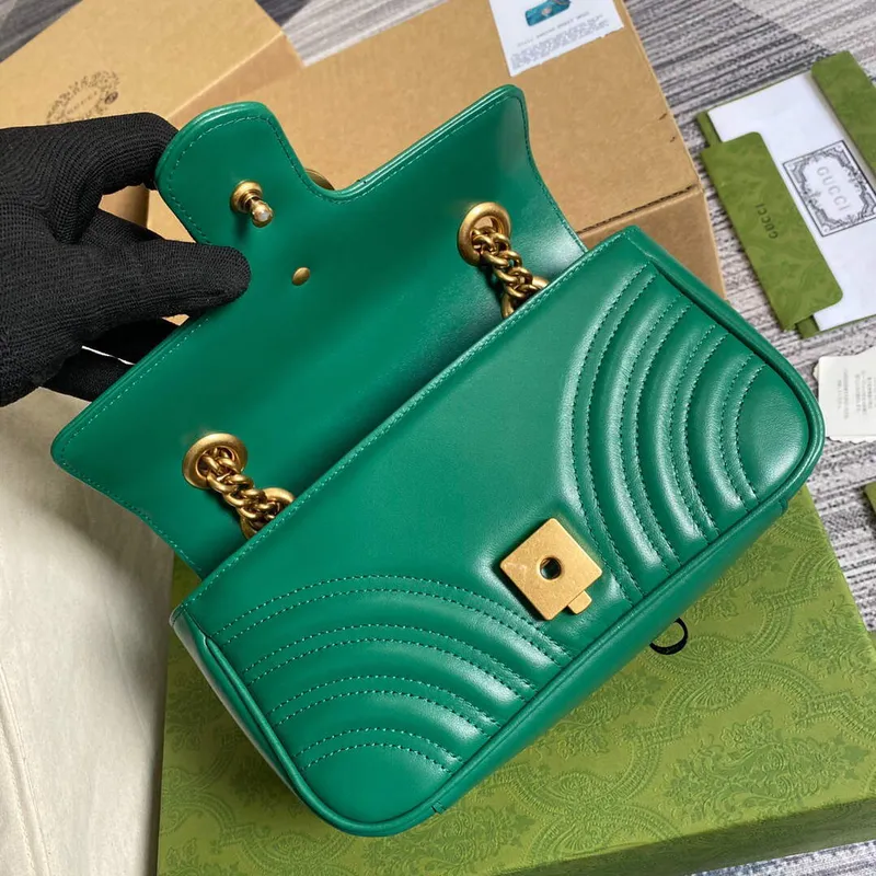 Gucci 446744 GG Marmont Matelassé Mini Bag Green