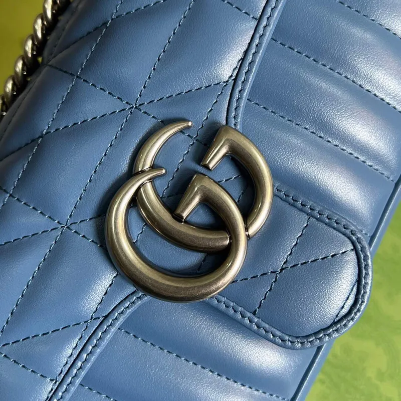 Gucci 446744 GG Marmont Matelassé Mini Bag Blue