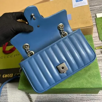 Gucci 446744 GG Marmont Matelassé Mini Bag Blue