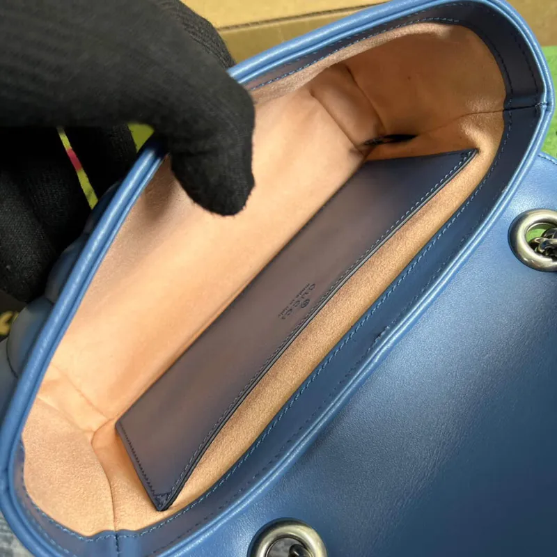 Gucci 446744 GG Marmont Matelassé Mini Bag Blue