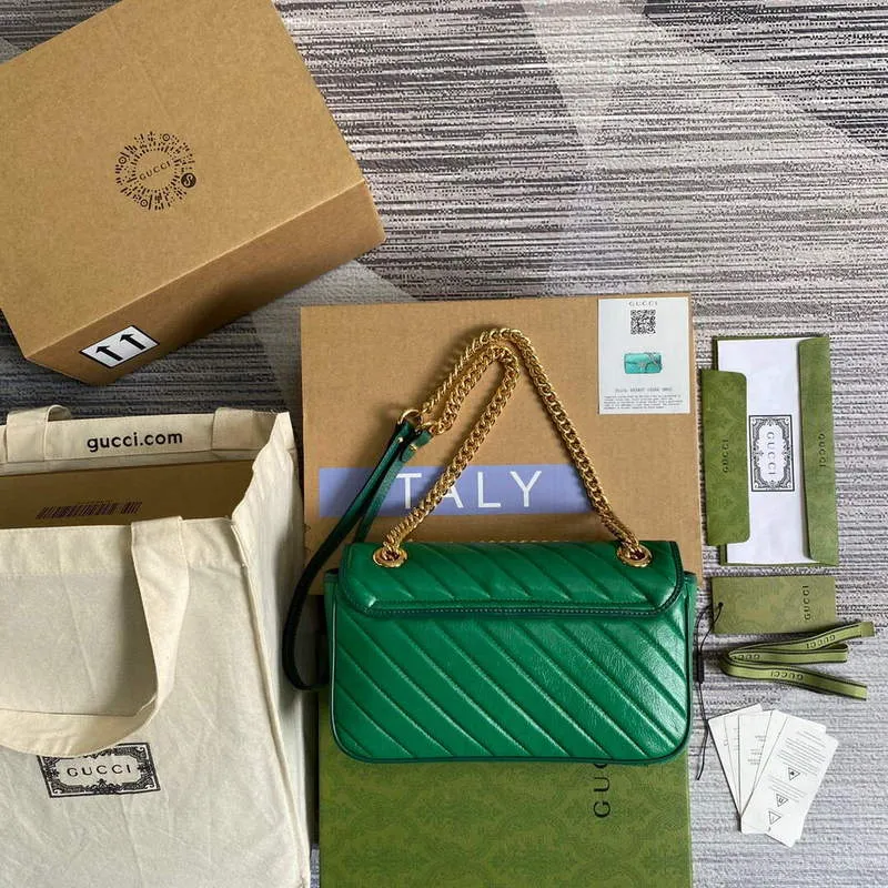 Gucci 443497 GG Marmont Small Shoulder Bag Green