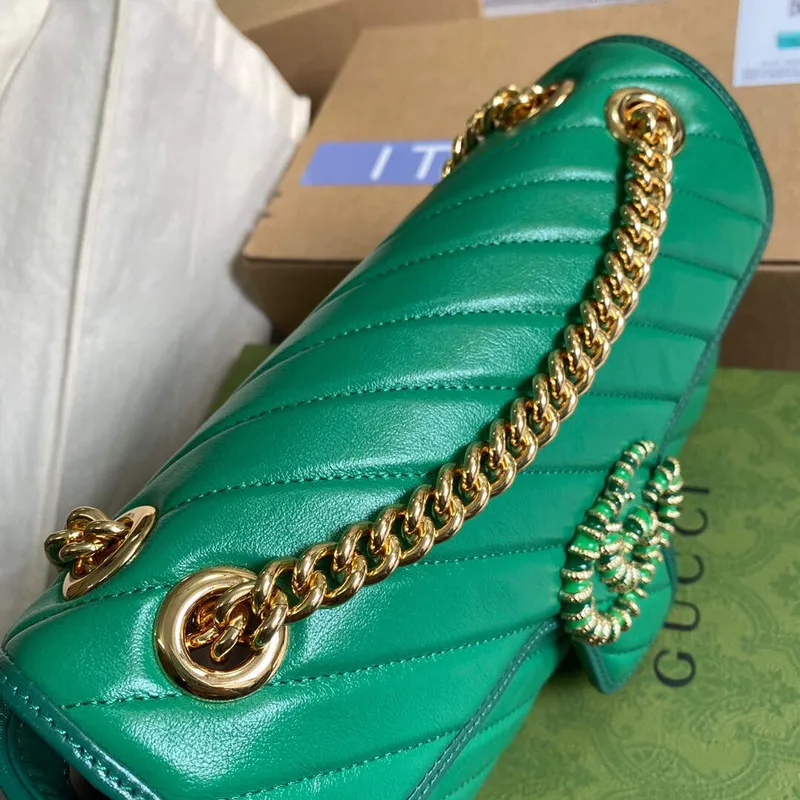Gucci 443497 GG Marmont Small Shoulder Bag Green