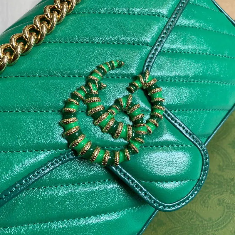 Gucci 443497 GG Marmont Small Shoulder Bag Green