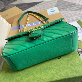 Gucci 443497 GG Marmont Small Shoulder Bag Green
