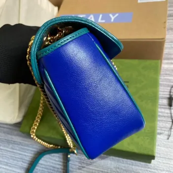 Gucci 443497 GG Marmont Small Shoulder Bag Blue Green