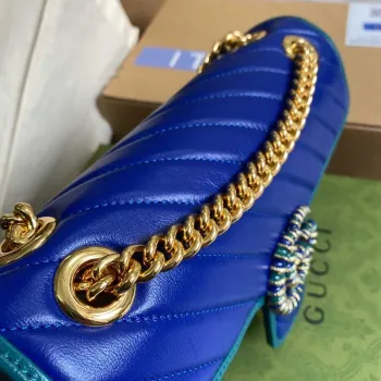 Gucci 443497 GG Marmont Small Shoulder Bag Blue Green