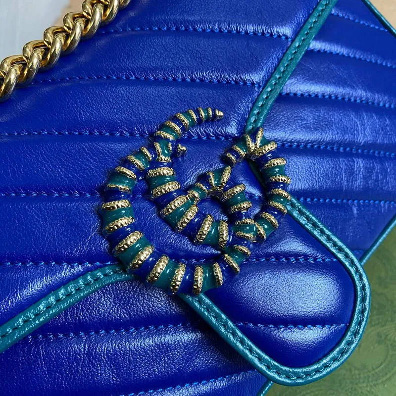 Gucci 443497 GG Marmont Small Shoulder Bag Blue Green