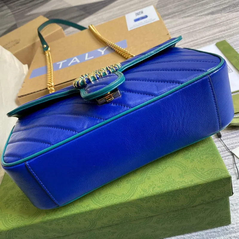 Gucci 443497 GG Marmont Small Shoulder Bag Blue Green