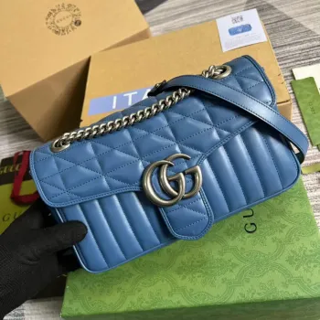Gucci 443497 GG Marmont Small Shoulder Bag Blue