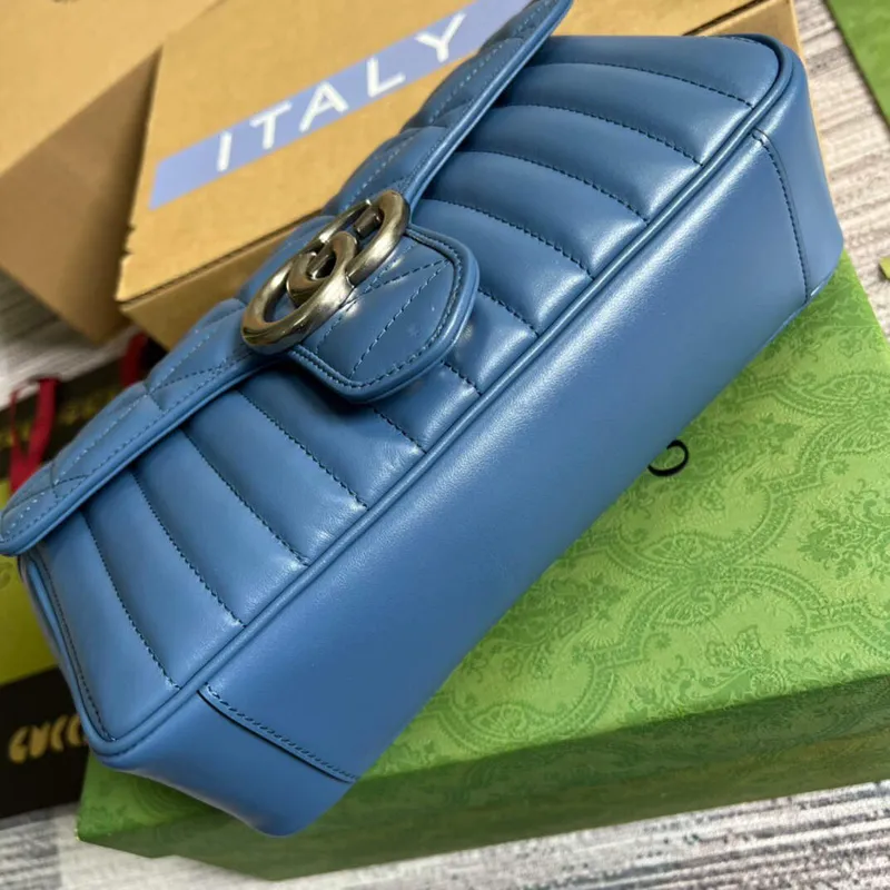 Gucci 443497 GG Marmont Small Shoulder Bag Blue