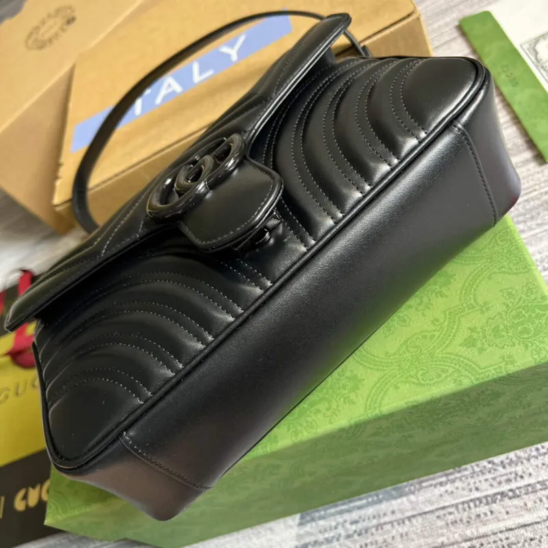 Gucci 443497 GG Marmont Small Shoulder Bag Black