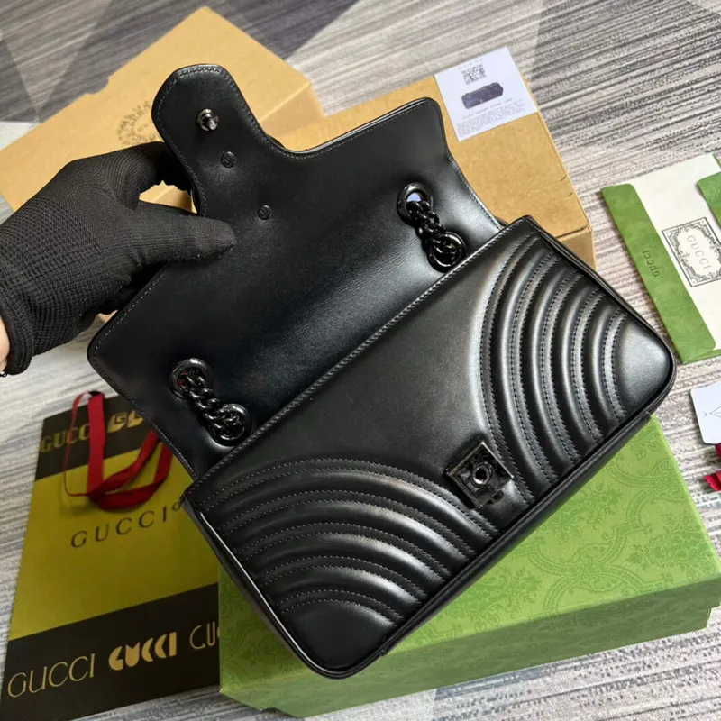 Gucci 443497 GG Marmont Small Shoulder Bag Black