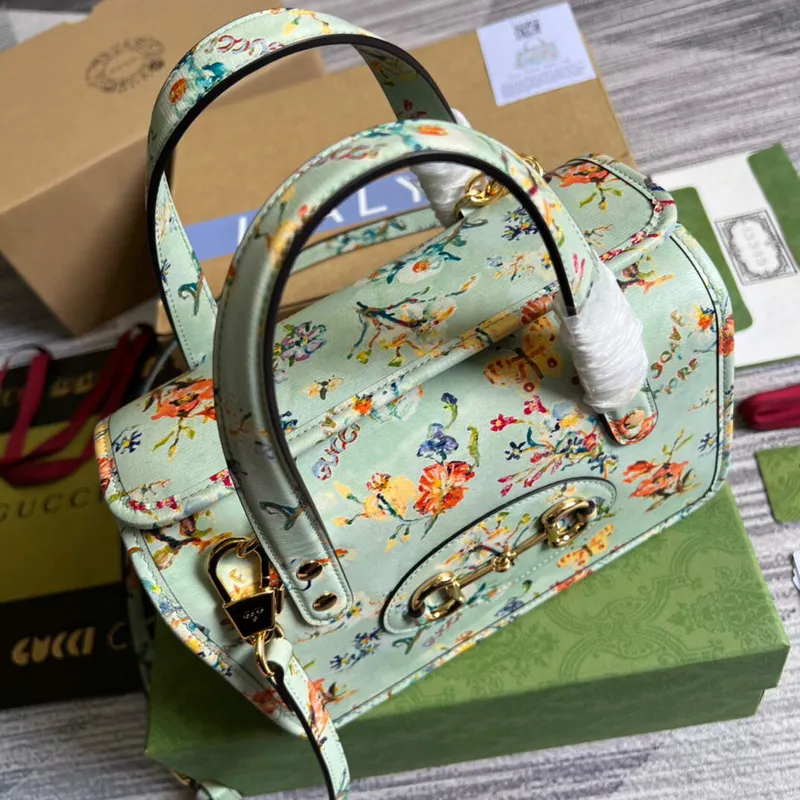 Gucci 645453 Gucci Horsebit 1955 Mini Top Handle Bag Green