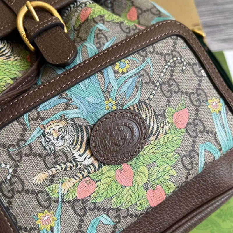 Gucci 674147 Backpack with Interlocking G Brown