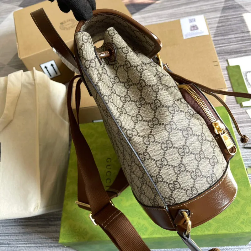 Gucci 674147 Backpack with Interlocking G Beige and ebony
