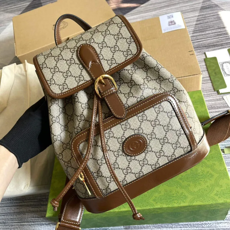 Gucci 674147 Backpack with Interlocking G Beige and ebony