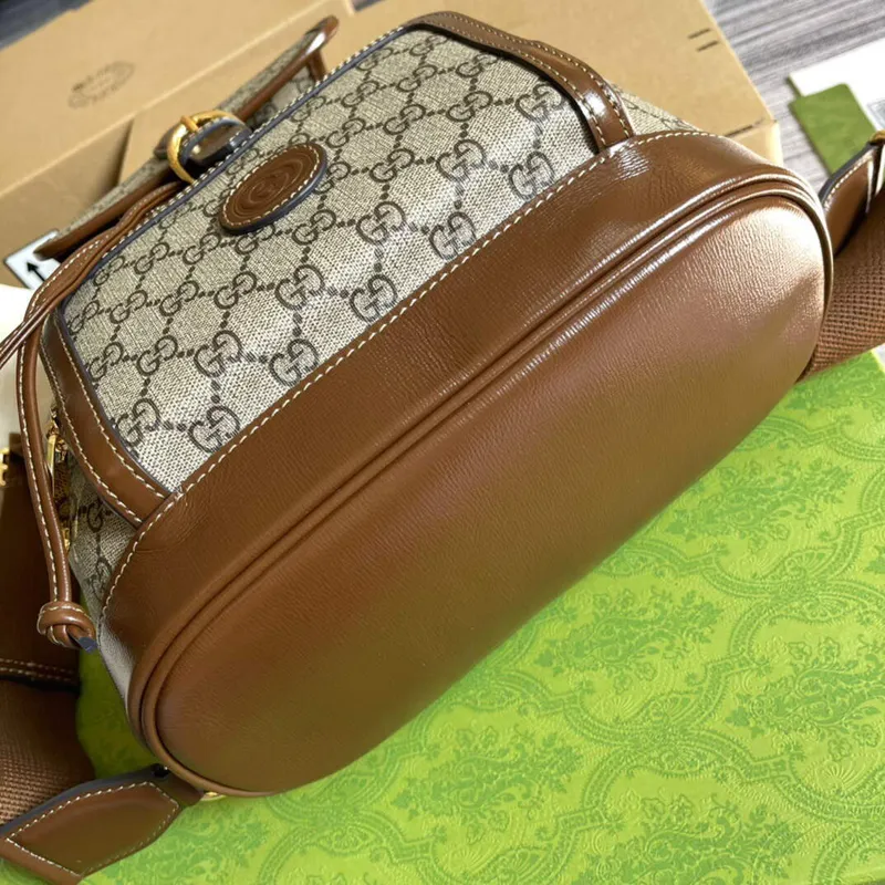 Gucci 674147 Backpack with Interlocking G Beige and ebony