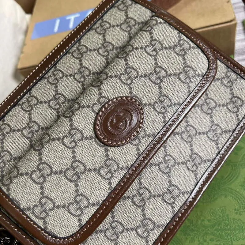Gucci 674164 Messenger Bag With Interlocking G Brown