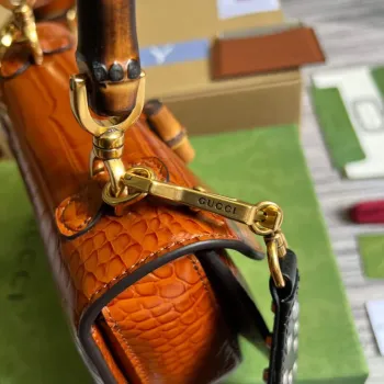 Gucci 675797 Gucci Bamboo 1947 small top handle bag Brown