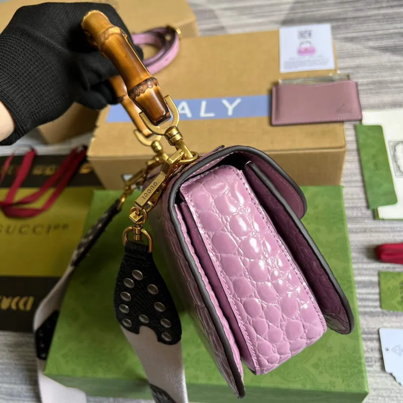 Gucci 675797 Gucci Bamboo 1947 small top handle bag Pink