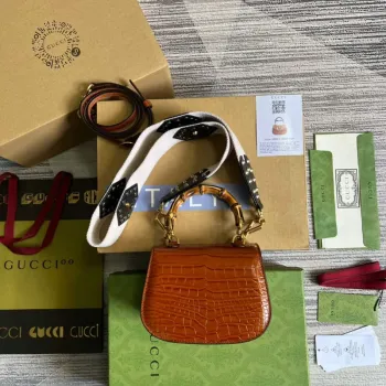 Gucci 686864 Gucci Bamboo 1947 Mini Top Handle Bag Brown