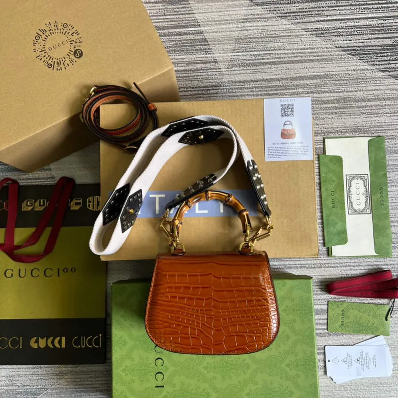 Gucci 686864 Gucci Bamboo 1947 Mini Top Handle Bag Brown