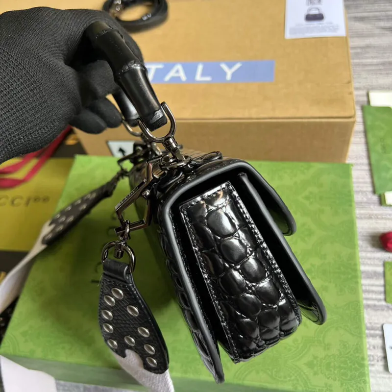 Gucci 686864 Gucci Bamboo 1947 Mini Top Handle Bag Black