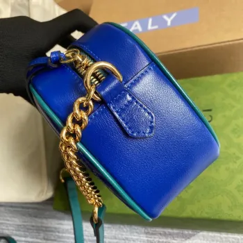 Gucci 447632 GG Marmont Small Shoulder Bag Blue