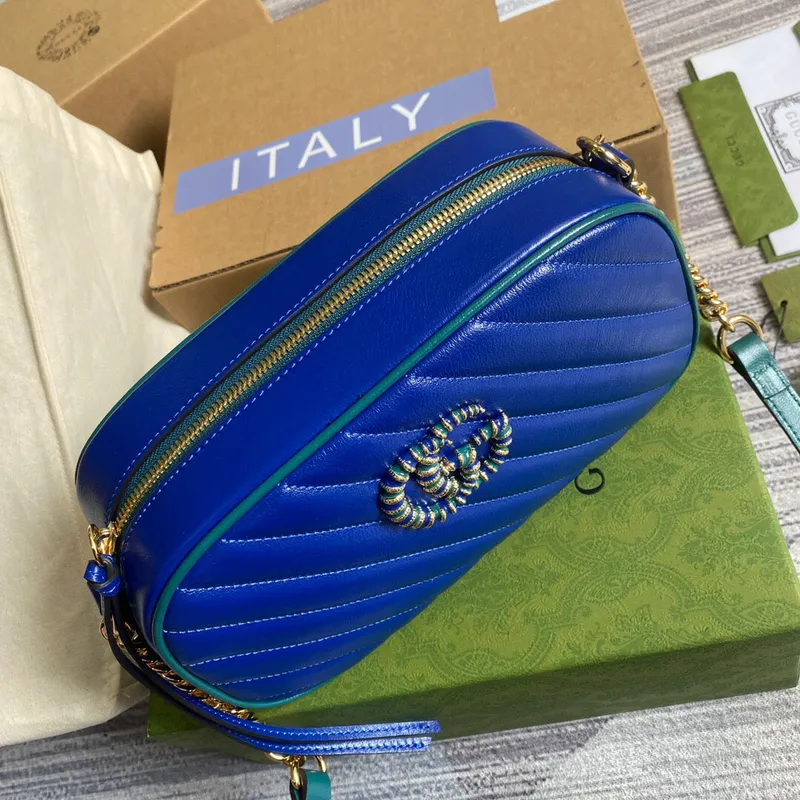 Gucci 447632 GG Marmont Small Shoulder Bag Blue